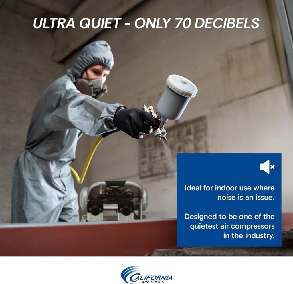 California Air Tools 4620AC Powerful 2.0 HP Ultra Quiet and Oil-Free Air Compressor, 4.6 Gallon Tank Capacity, dB Noise Level, Electric, Portable, 110v / 60hz, Silver California Air Tools 4620AC Powerful 2.0 HP Ultra Quiet and Oil-Free Air Compressor, 4.6 Gallon Tank Capacity, dB Noise Level, Electric, Portable, 110v / 60hz, Silver