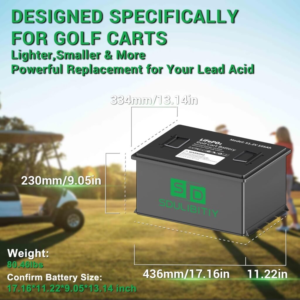 36V(38.4V) 105Ah LiFePO4 Golf Cart Battery, TPE 200A BMS, with Touch Monitor, Mobile APP, 4000+ Cycles Rechargeable Lithium Golf Cart Battery, Max 7.68kW Power Output, Perfect for Golf Cart