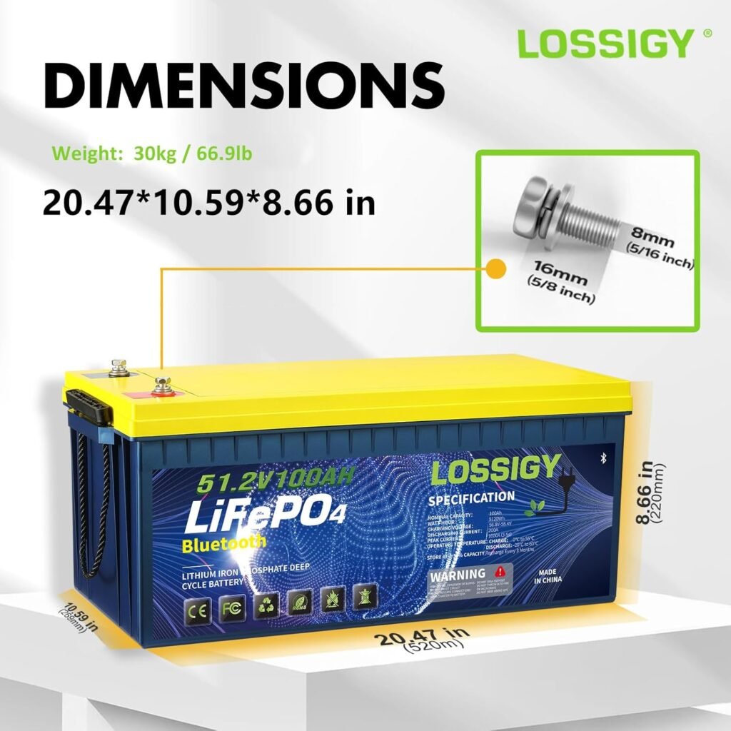 LOSSIGY 48V Golf Cart Lithium Battery Conversion Kit, Built in 200A Smart BMS, Peak Current 1000A(3-5s), Perfect for Passenger Car, Solar System, RV LOSSIGY 48V Golf Cart Lithium Battery Conversion Kit, Built in 200A Smart BMS, Peak Current 1000A(3-5s), Perfect for Passenger Car, Solar System, RV