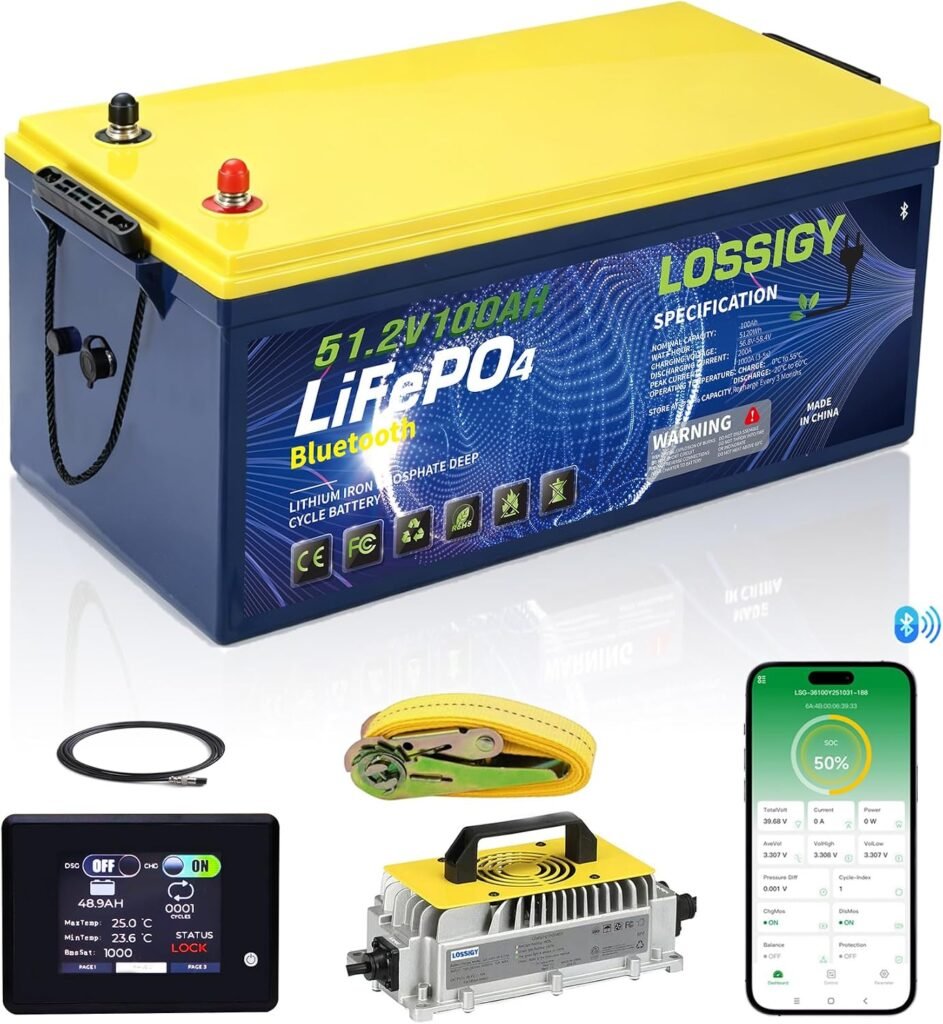 LOSSIGY 48V Golf Cart Lithium Battery Conversion Kit, Built in 200A Smart BMS, Peak Current 1000A(3-5s), Perfect for Passenger Car, Solar System, RV LOSSIGY 48V Golf Cart Lithium Battery Conversion Kit, Built in 200A Smart BMS, Peak Current 1000A(3-5s), Perfect for Passenger Car, Solar System, RV