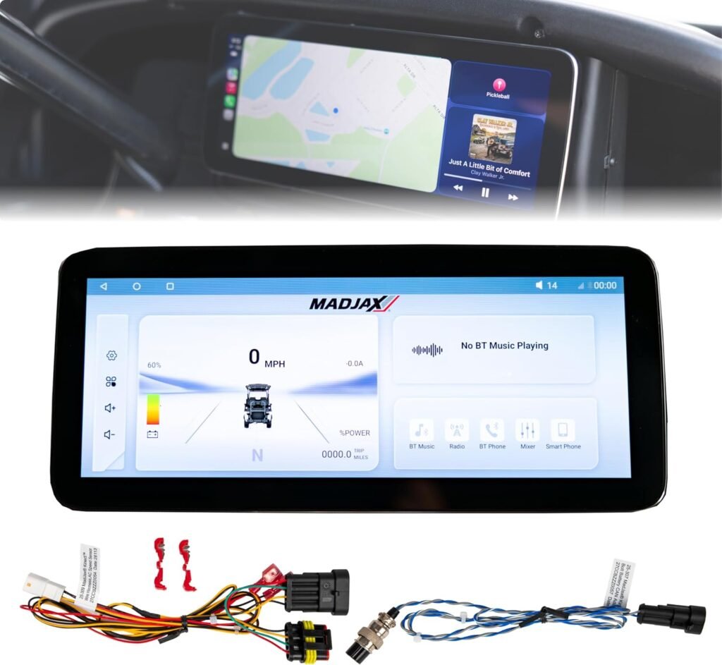 MadJax Kinect 12.3 Ultra-Wide HD Touchscreen for Club Car Precedent, Onward, and Tempo 48-Volt Golf Carts Equipped with Bolt Energy Lithium Battery  OEM AC Controller | Real-Time Metrics